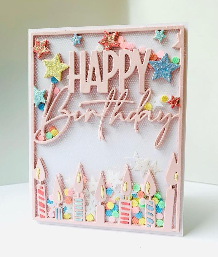 Lapoo Words Cutting Die for Scrapbooking - Durable, Cut Stencils for DIY Scrapbook Photo Album Decorative Paper Card, Card Making Supplies Party Wedding Decorations (Happy Birthday 5.5 x 4.3 in) - Image 1
